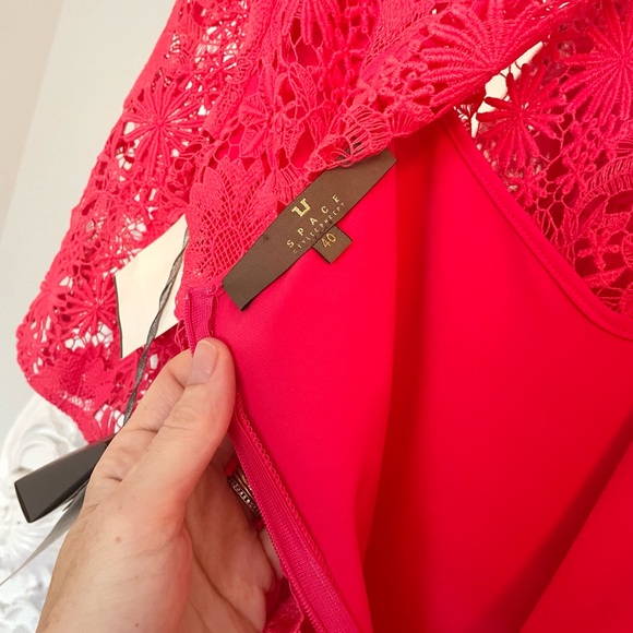 NWT $485 Space Style Concept Azalea Pink Lace Crop Top Detail Dress Jumpsuit - Picture 11 of 13